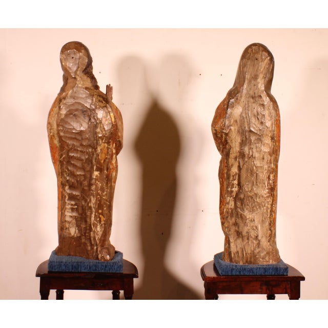 Spanish Artist, Saint John the Baptist and the Virgin Mary from a Crucifixion Group, 1500, Walnut, Set of 2 For Sale - Image 13 of 18