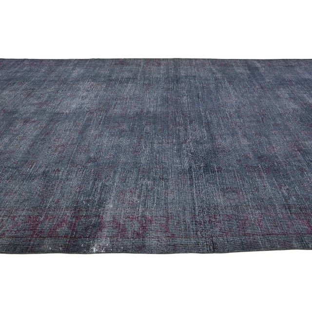 Vintage Handmade Overdyed Persian Long Wool Rug in Gray For Sale In New York - Image 6 of 7