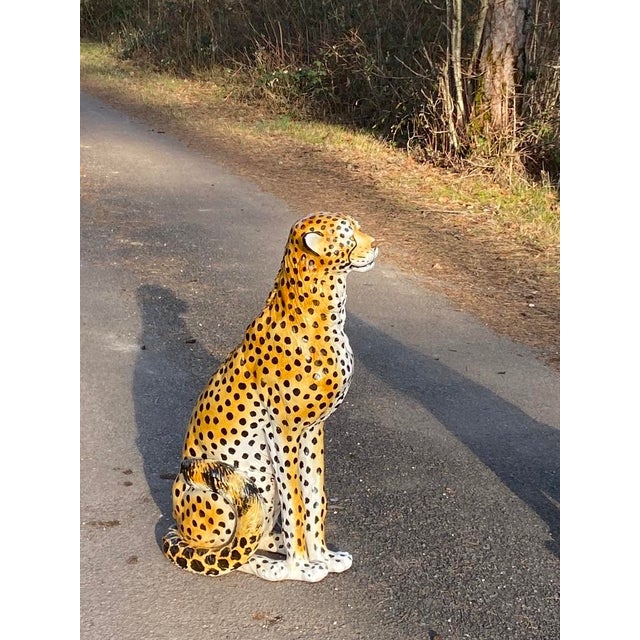 Terracotta Cheetah Sculptures in Ceramic, 1890s For Sale - Image 5 of 8