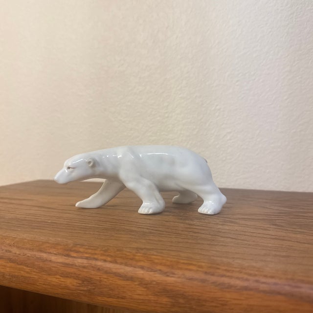 Mid-Century Danish-Style Glazed Porcelain Walking Polar Bear Small Sculpture For Sale - Image 10 of 10