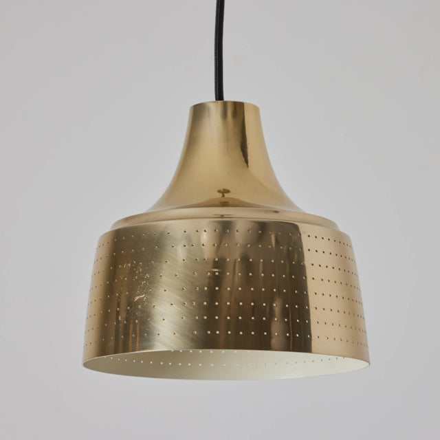 Mid-Century Modern 1950s Carl Thore Perforated Brassed Metal Pendant For Sale - Image 3 of 9