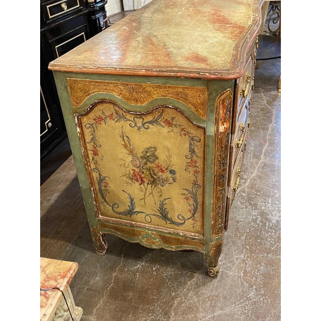 19th Century French Louis XV Style Painted Commode For Sale - Image 10 of 12