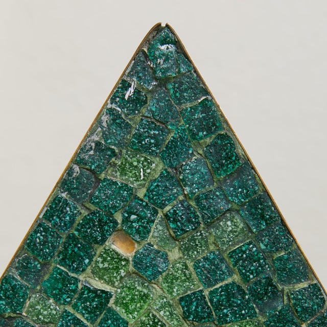 Glass Mexican Green Mosaic Triangular Side Table by Genaro Álvarez, 1960s For Sale - Image 7 of 18