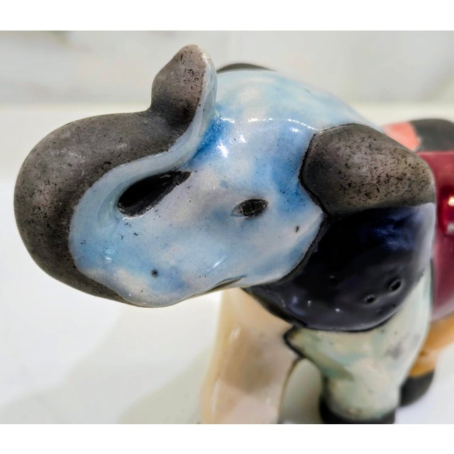 Mexican Colorful Xochiquetzal Mexican Pottery Elephant – Handcrafted Folk Art Figurine For Sale - Image 3 of 9