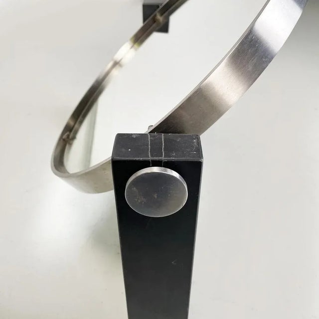 Black Modern Italian Table Mirror in Slate & Metal attributed to Angelo Mangiarotti, 1980s For Sale - Image 8 of 12