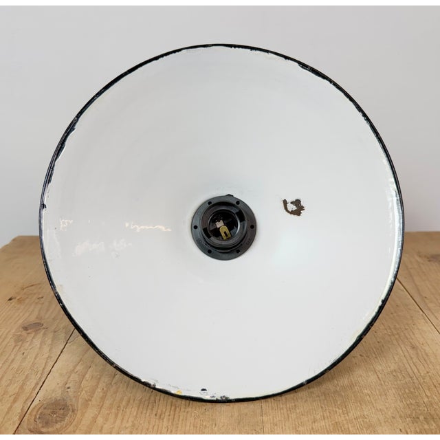 Industrial Petrol Enamel Military Pendant Lamp with Cast Aluminium Top, 1960s For Sale - Image 17 of 18