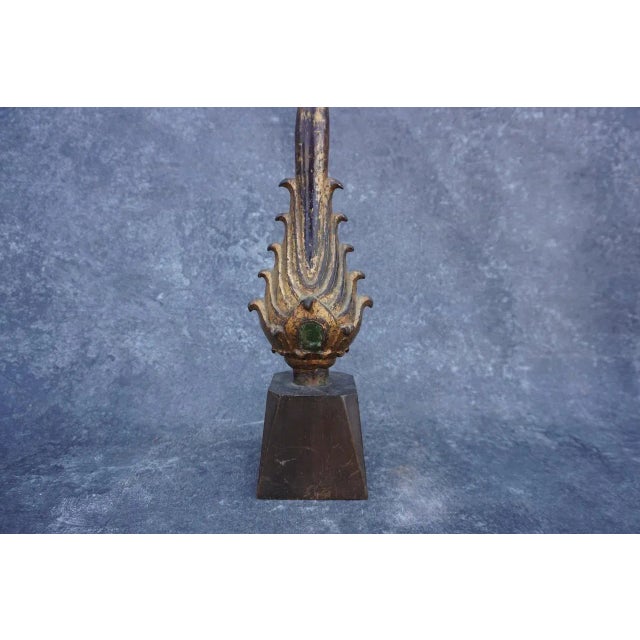Gilt Bronze Buddhist Temple Figure: Enlightened Flame Finial - Siraspata Sculpture For Sale - Image 4 of 7