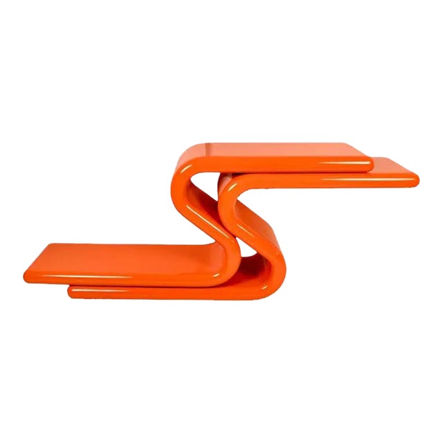 Modern Sculptural Console Table in "Hermes" Orange Lacquer For Sale