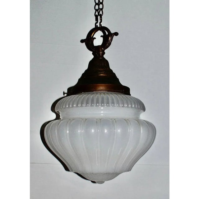 Art Nouveau Vaseline Pendant Lamp For Sale - Image 3 of 9