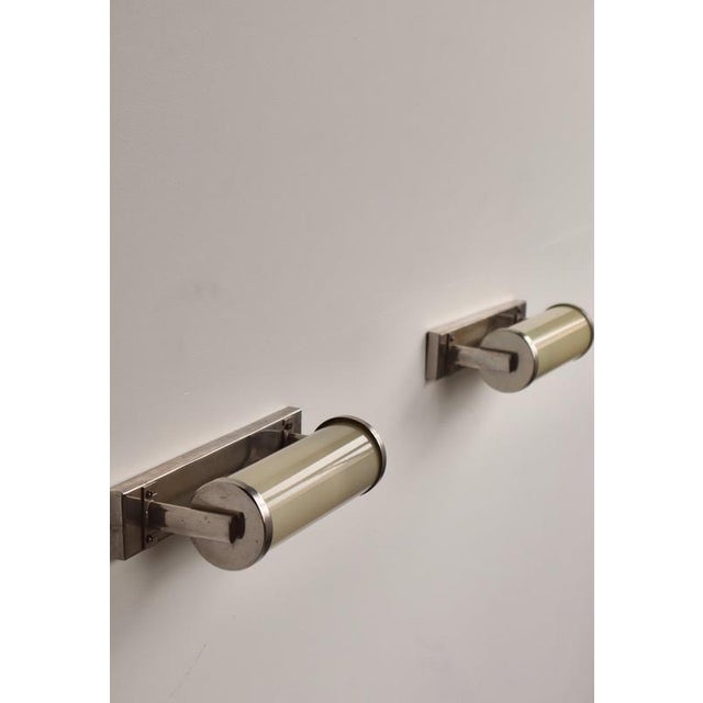 1930s Art Deco Chrome and Opaline Glass Wall Lamps from Asea, Sweden, 1930s, Set of 2 For Sale - Image 5 of 15