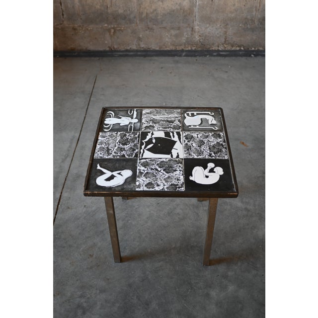 Contemporary Danish Tile Art Side Table For Sale - Image 3 of 7