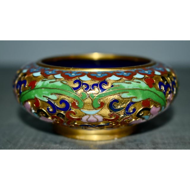 Vintage Chinese Small Cloisonné Bowl With Floral Interior For Sale In Philadelphia - Image 6 of 11