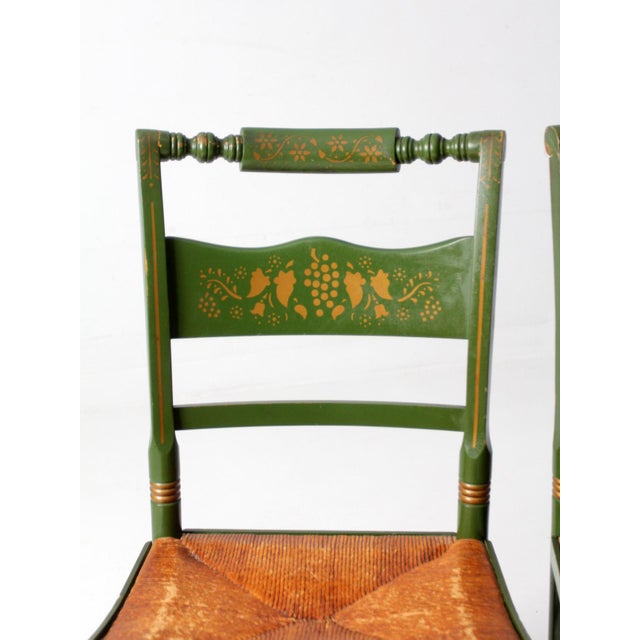 Early 20th Century Vintage Tell City Green Stenciled Chairs For Sale - Image 5 of 18