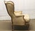 Cream Antique Carved Wood Stuffed Wing Back Chair For Sale - Image 8 of 9