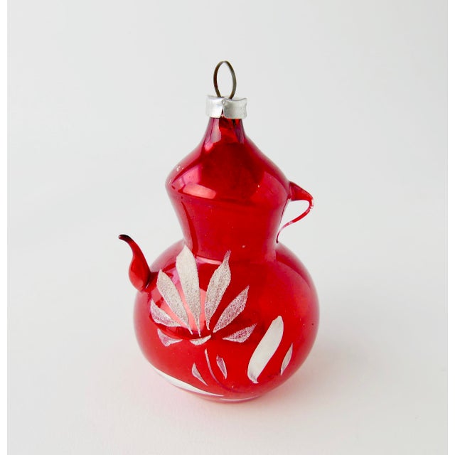 Vintage Glass Christmas Tree Ornament In Red Oil Bottle Shape Chairish