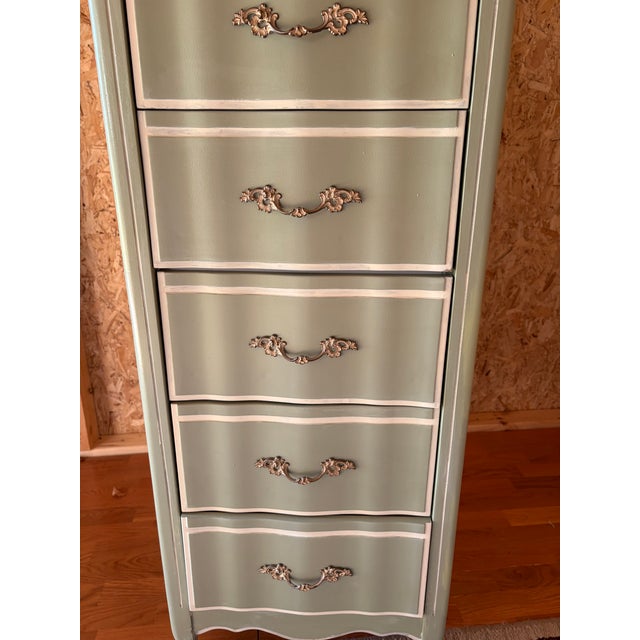 Wood 1980s Green French Provincial Lingerie Chest For Sale - Image 7 of 9