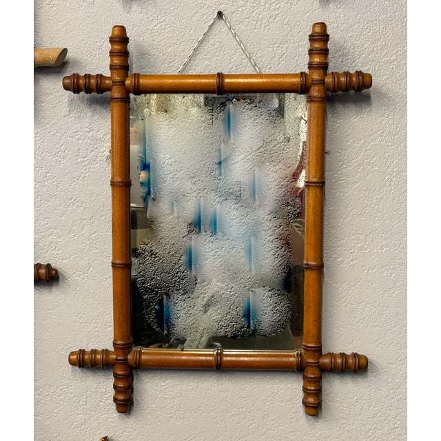 French Provincial 1930s French Faux Bamboo Mirror For Sale - Image 3 of 5