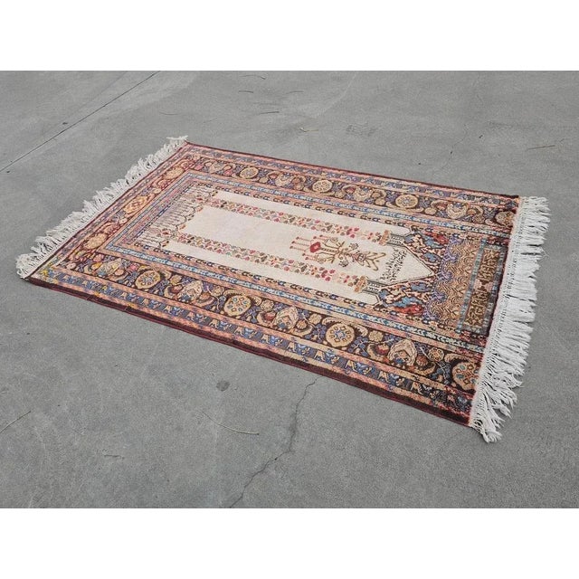 Antique Western Anatolian Silk Prayer Rug, Turkey, 1930s For Sale - Image 10 of 13