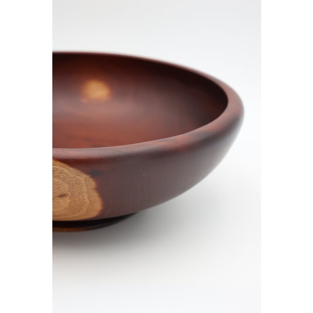 1970s Large Vintage Turned Mahogany Bowl For Sale - Image 5 of 6