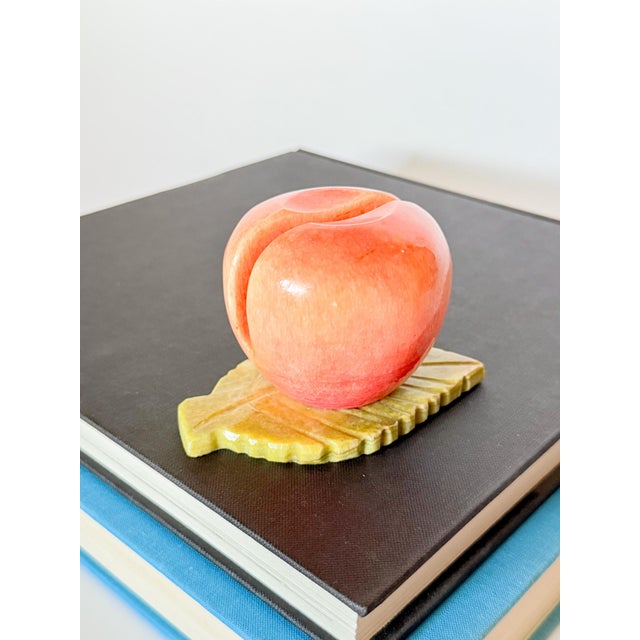 Vintage Italian Alabaster Peach Apple Photo or Notepad Stand For Sale In Dallas - Image 6 of 9