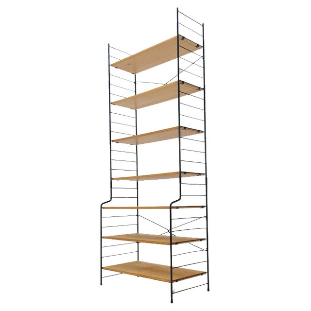 Vintage Freestanding String Bookshelf in Ash from WHB Germany, 1950s For Sale