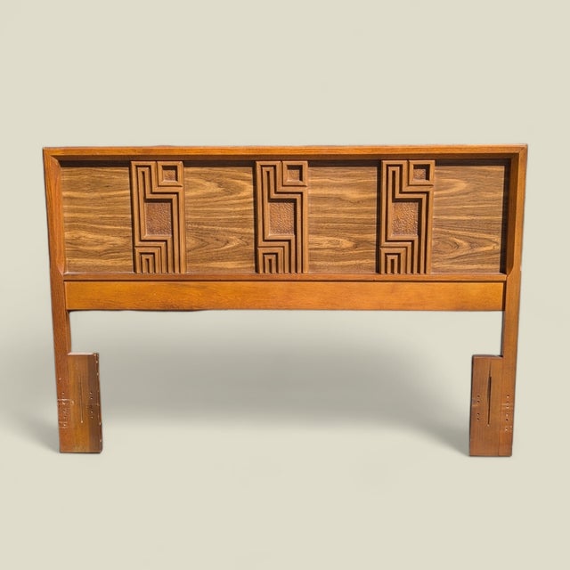 1960s Bassett Mid-Century Full-Size Wood Headboard For Sale In Los Angeles - Image 6 of 11