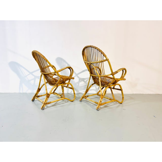 Vintage Dutch Bamboo Lady Armchairs by Noordwolde, 1970, Set of 2 For Sale - Image 6 of 11