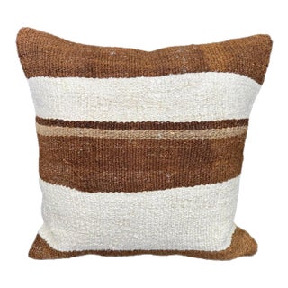 Turkish Hemp Pillow Cushion Natural Beige Brown Cushion Cover 20"x20" For Sale