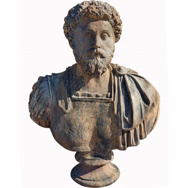 Unknown Artist, Bust of Marcus Aurelius, 21th Century, Terracotta For Sale - Image 5 of 6