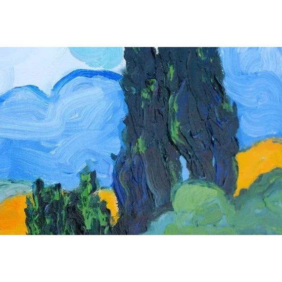Cypress Trees After Van Gogh Oil on Canvas For Sale In Reno/Lake Tahoe - Image 6 of 12