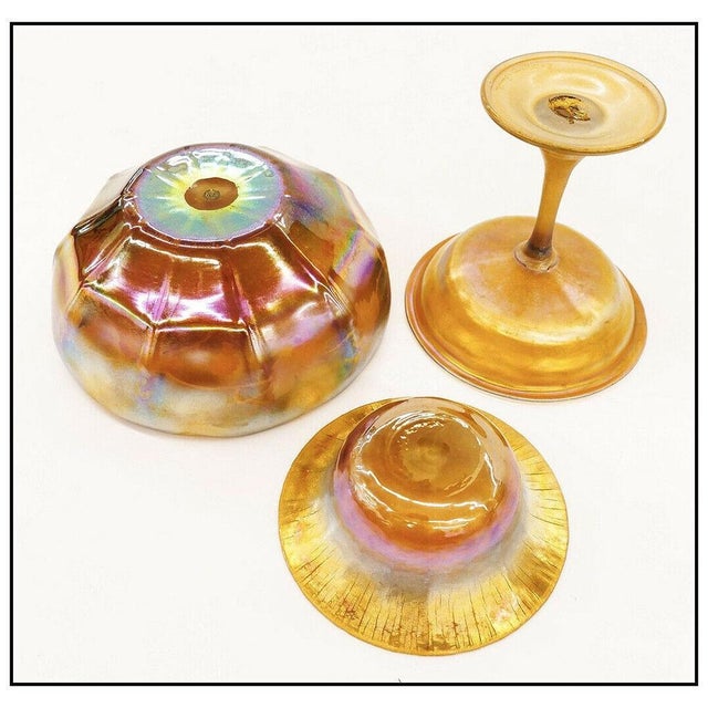 Traditional Favrile Glass Bowl and Compote Set, Louis Comfort Tiffany For Sale - Image 3 of 4