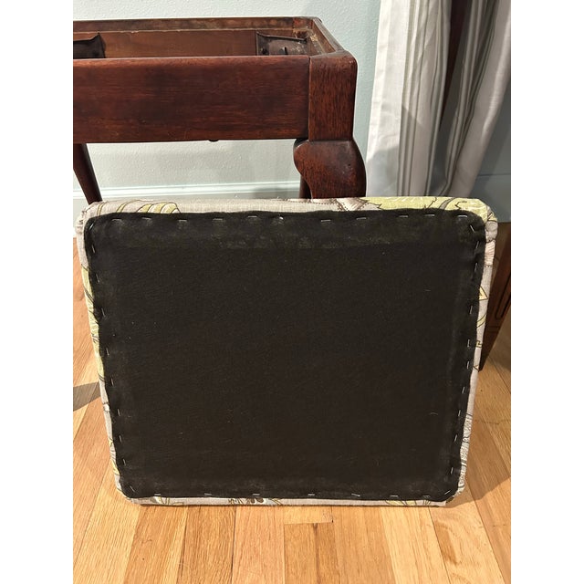 1940’s Queen Anne Mahogany Upholstered Footstool or Bench With Storage Compartment For Sale - Image 10 of 11