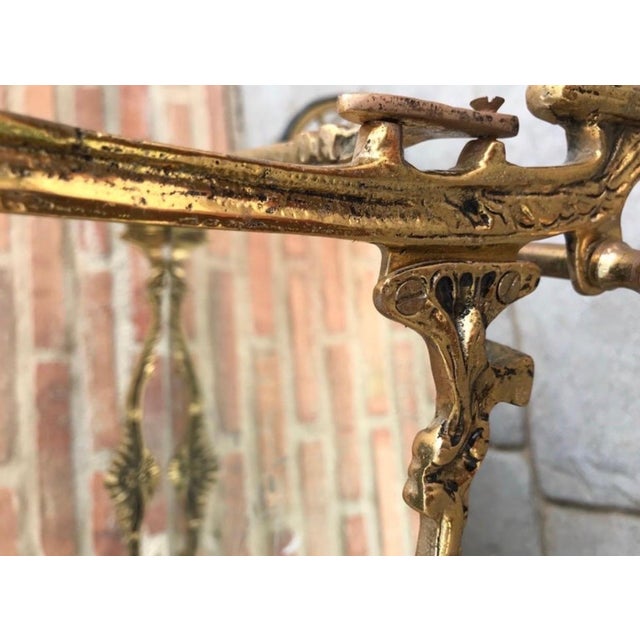 Bronze French Style Bronze Bar Cart with Wheels, Mid-20th Century For Sale - Image 8 of 11