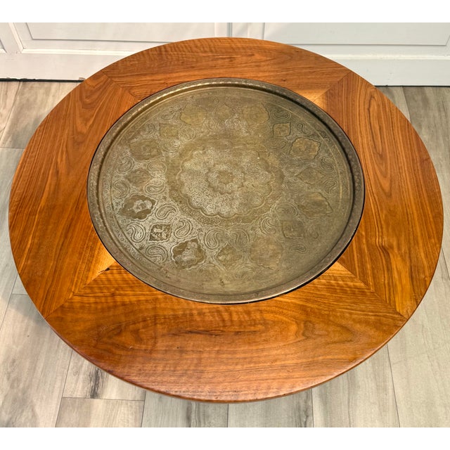 Brown MCM Coffee Table Brass Tray For Sale - Image 8 of 17