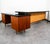 Mid Century Modern Desk Executive L Shaped Cane Walnut Large Black File Drawers For Sale - Image 4 of 12
