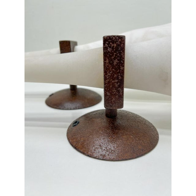 Alabaster Torchiere Wall Lamps, Italy, 1970s, Set of 2 For Sale - Image 10 of 12