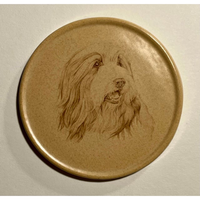 Set of 4 Vintage Honiton Pottery England Round Ceramic Dogs Coasters For Sale - Image 4 of 8