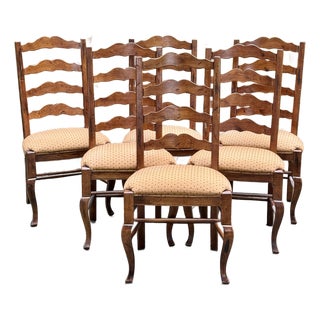 Vintage Ethan Allen Ladderback Country French Chairs - Set of 6 For Sale