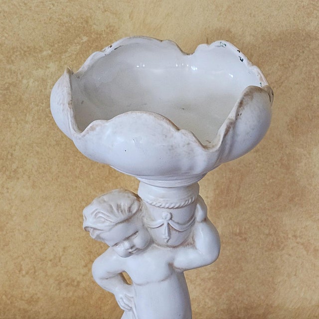 1960s Arnel’s Ceramic Cherub Pedestal Compote Bowl, Canby Oregon For Sale - Image 4 of 18