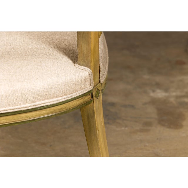French Directoire Settee with Painted Garlands, Upholstery and Diamond Motifs For Sale - Image 4 of 12