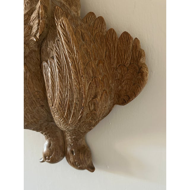 French Carved Wood Game Pheasants Birds / Hunting Trophy / Folk Art Wall Sculpture For Sale - Image 9 of 9