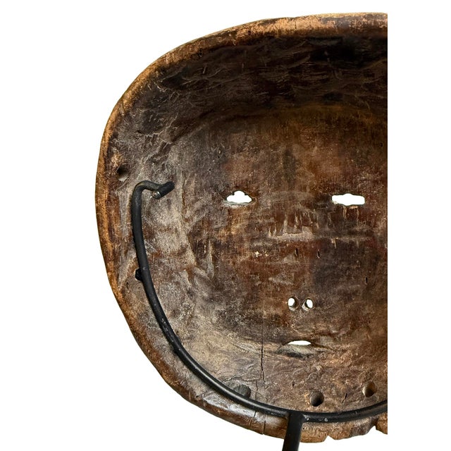 Old Antique Lega Mask on Stand For Sale In Los Angeles - Image 6 of 6