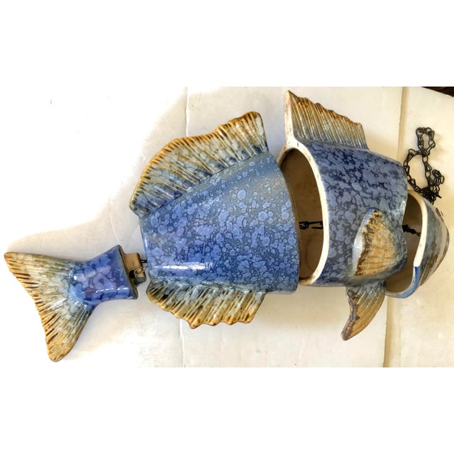 Farmhouse Hanging Reticulated Farmhouse Ceramic Fish For Sale - Image 3 of 4