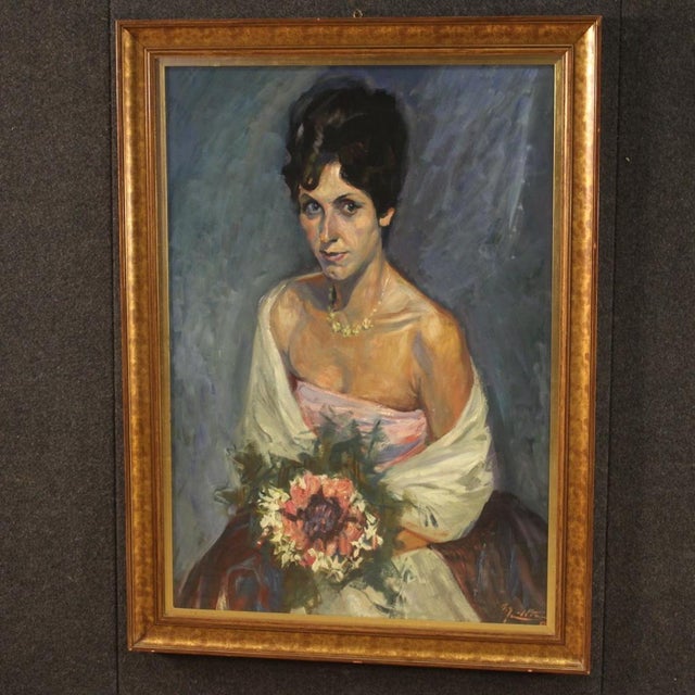 1960s Italian Artist, Portrait of a Lady, 20th Century, Mixed Media For Sale - Image 5 of 14