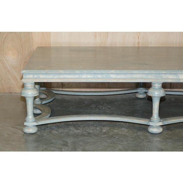 Solid Six Pillar French Country House Coffee Table in Original Paint For Sale - Image 4 of 18
