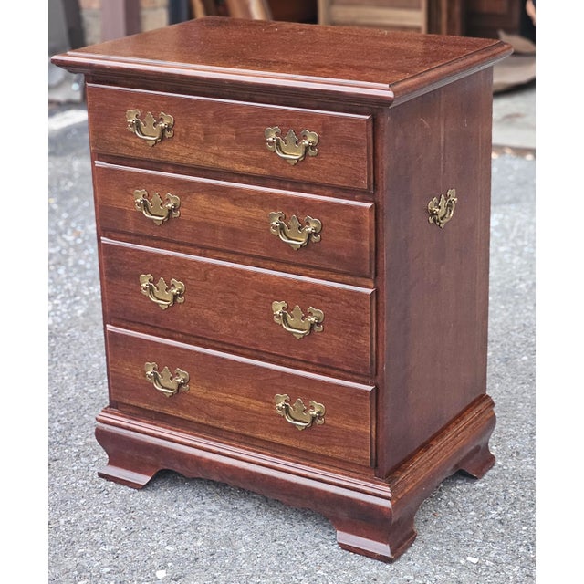 Late 20th Century Chippendale Style Cherry Four Drawer Bedside Chest For Sale - Image 10 of 10
