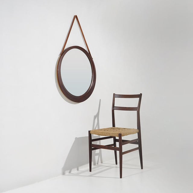 Round Wall Mirror with Leather Strap, 1960s For Sale - Image 13 of 14