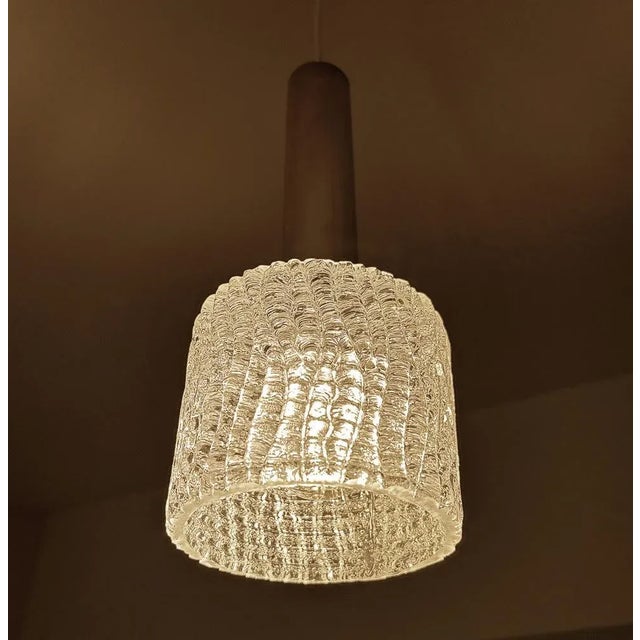 Silver Vintage Glass Pendant Lights from Kalmar, 1970s, Set of 3 For Sale - Image 8 of 14
