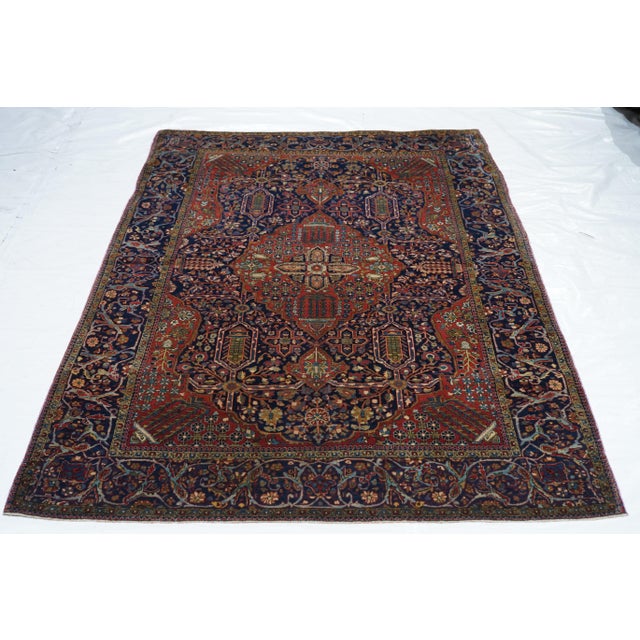 Burgundy Late 18th Century Antique Mohtasham Kashan Rug 4'4'' X 6'6'' For Sale - Image 8 of 11