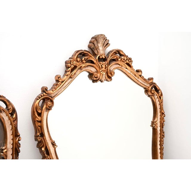 French Rococo Gilt Wood Mirrors, 1950s, Set of 2 For Sale - Image 4 of 12